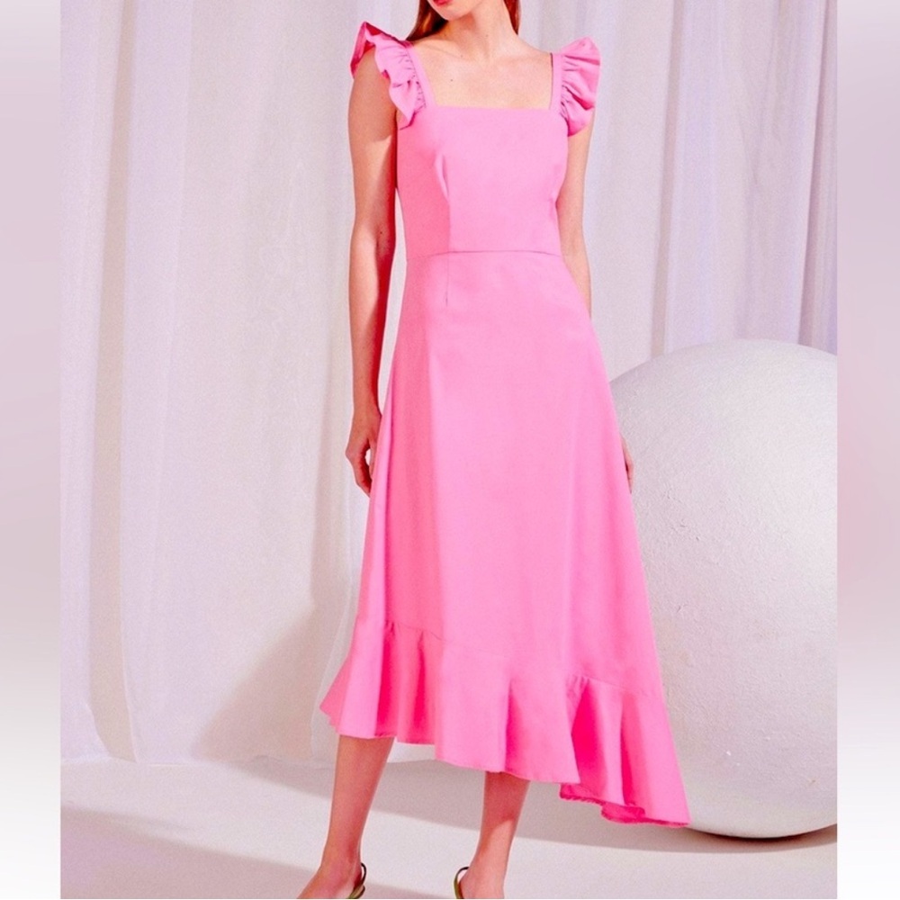 STAUD Valentina Midi Dress in Pink